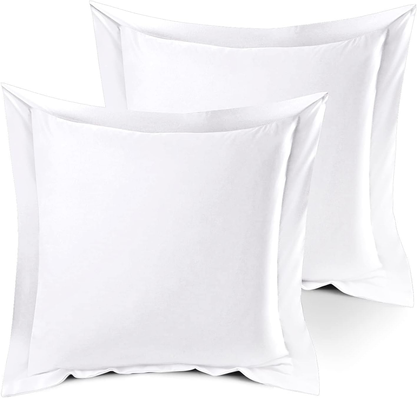 European Square Pillow Sham 600TC 100% Egyptian Cotton Decorative Pillow Cover Set of Two 600 Thread Count Cotton Pillow Sham Euro 26 X 26 Inch Soft White Solid