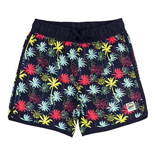 ALPHADVENTURE - Bañador Niño, Ideal para el Verano, la Playa y la Piscina Bañador Natación Andaman con Estamapado de Palmeras - Tallas Desde los 6 a los 14 años, Color Azul Marino Cover