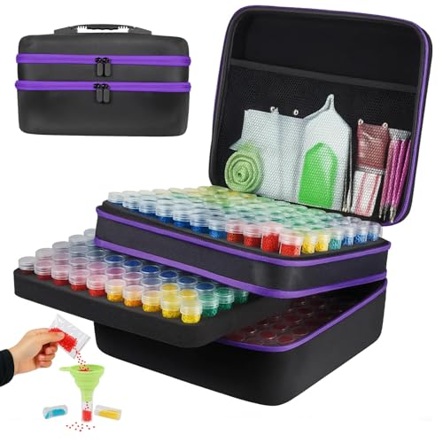 GREENSPIRE 5D Diamond Painting Zubehör Boxen Diamond Painting Aufbewahrungsbox Diamond Painting Set Organizer mit Koffer Etiketten Stiften & Tabletts Diamond Art Storage Case (240 Stück)