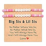 Shonyin Sister Gifts from Sister, Big Sister Little Sister Bracelets Set for 2, Big Sister Gifts for Girls Christmas Birthday Valentine's Day Gift for Big Sis Lil Sis