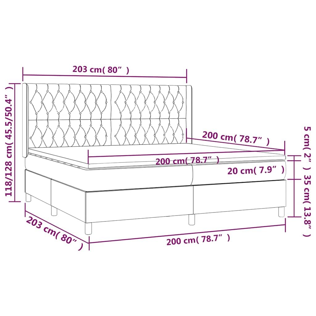 vidaXL Letto a Molle con Materasso e LED Blu Scuro 200x200 cm, letto, rete letto, letto matrimoniale, giroletto, base letto, letto in velluto
