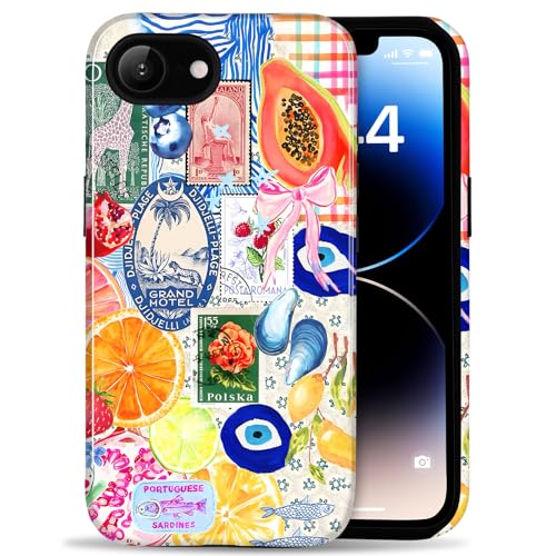 Amzfield Compatible with iPhone 16e/17e Case, Aesthetic Summer Phone Case Cute Fruit Lemon European Collage for Girl Women, Scratch Resistant Shockproof Girly Case for iPhone 16e for iPhone 17e
