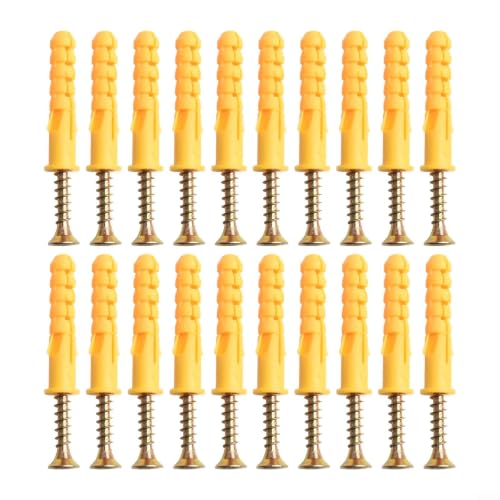 Juego de 20 tacos de expansión M8 x 40 para paneles de yeso y mampostería, tornillos de acero galvanizado con casquillos de plástico, fijación de carga pesada para estantes, cuadros, barras de cortina