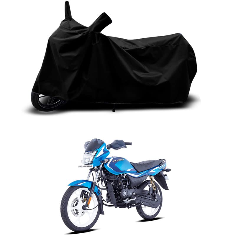 Image of 100% Scratchproof /UV-Rays /Heat Protection /Birds Dropping /Water Resistant /Dust Proof /Waterproof /Bike Scooty Two Wheeler Body Cover Compatible for Platina 110 ES Drum All Varients[Black]