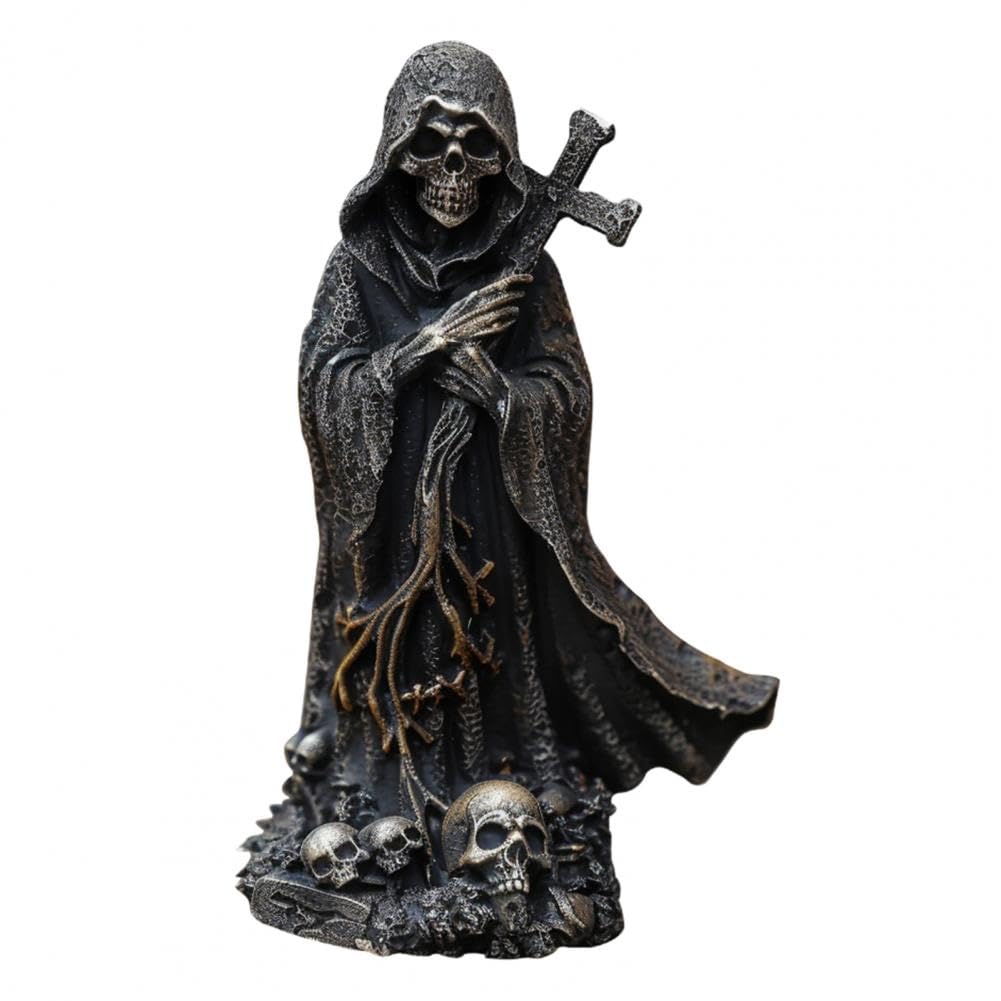 Corghd Skeleton Figurine Evils Grim Reaper For Halloween Home Office Decor Resin Statue Sculpture Ornament C