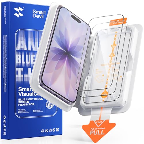 SMARTDEVIL 3 Pack Tempered Glass for iPhone 17 Screen Protector Anti Blue Light Eye Protection SGS Military-Grade Shatterproof Fast & Easy Installation Case Friendly Design