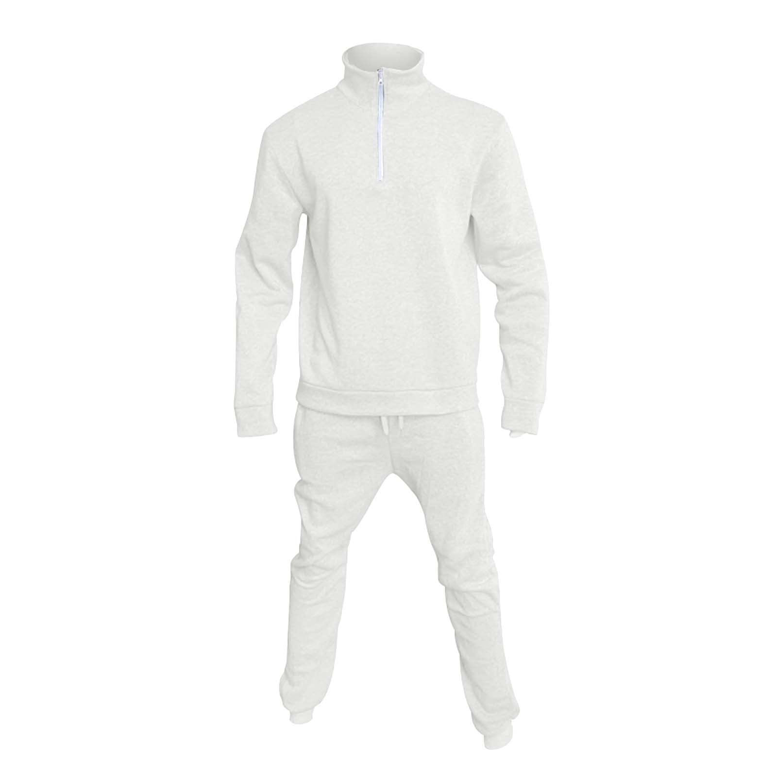 Męski dres treningowy z zamkiem do połowy, 2-częściowy, bluza i joggery, beżowa odzież domowa z wysokim dekoltem, strój dla mężczyzn, miękka bawełniana odzież sportowa, dopasowany krój, wygodny dres