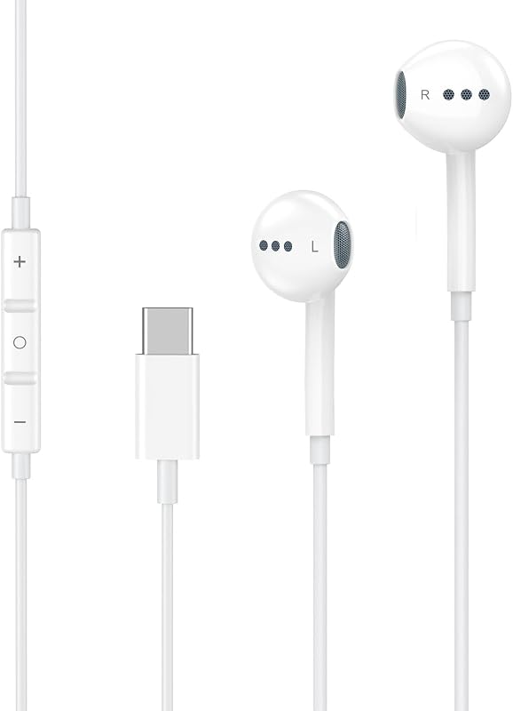 [Certificado Apple MFi] Auriculares USB C con cable para iPhone 17 16 15 Pro Max | Auriculares/auriculares USB C con micrófono y control remoto con cancelación de ruido tipo C para iPhone 17 16 15 Pro Max, Galaxy S26