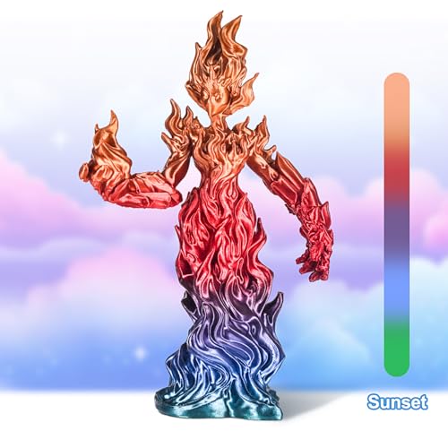 Image of ERYONE Silk Rainbow 3D Printer PLA Filament 1.75 + /- 0.03mm, Shiny Multicolor Filament PLA Fast Color Gradient 1KG(2.2LBS), Sunset Rainbow