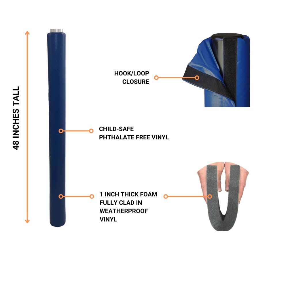 We Pad It Safety Pole Pad, 4 FT Tall, 1” Thick Foam, Weatherproof, UV-Resistant, Hook/Loop Closure, Pickleball Pole Pad