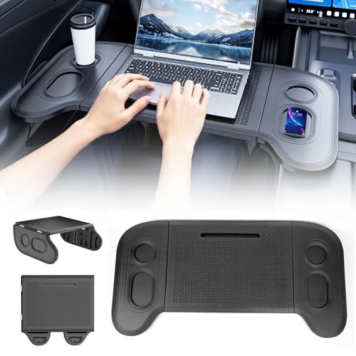 Plateau de Volant de Voiture, 2-en-1 Table Pliante pour Voiture Table de Bureau Portable pour Ordinateuret Support Repas pour Tesla Model 3 Model Y