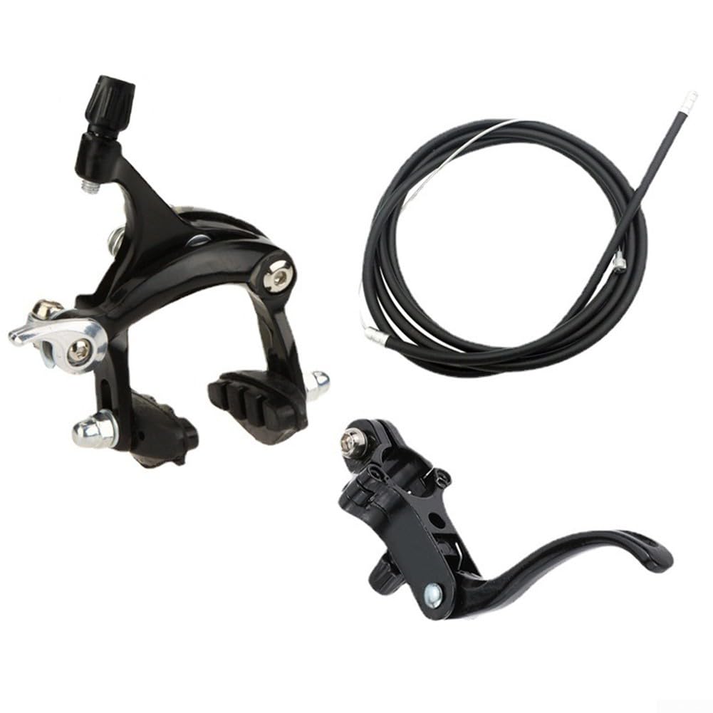 Bike Brake Set Bike Brakes Calipers Set 22.2mm Brake Handle Bike Brake Levers Kit Front/Rear Brake Kit(silver rear brake kit)