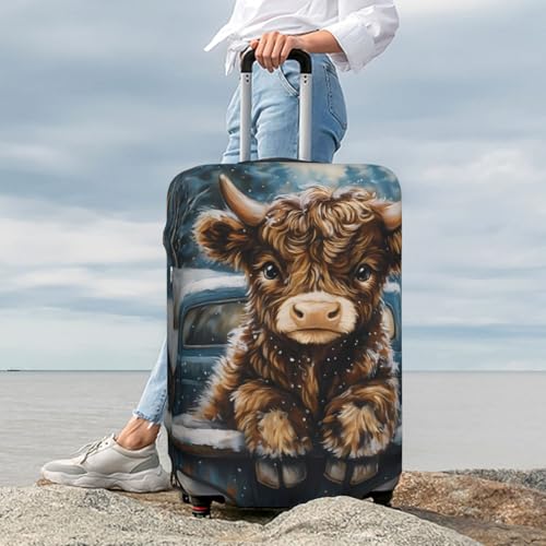 Cute Cow Winter Suitcase Cover Fashion Luggage Covers Anti-Scratch Elastic Lightweight Protector For Travel Outdoor Small4