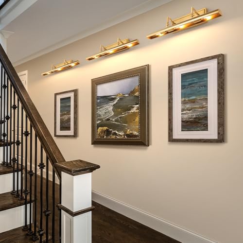 BELS 24 Inch Picture Light for Wall, Gold Hardwired Wall Art Light with 270° Rotatable, 3-Light E12 Base, Picture Frame Lights for Painting Gallery Living Room Bedroom (Exclude Bulb) by BELS - Image 8