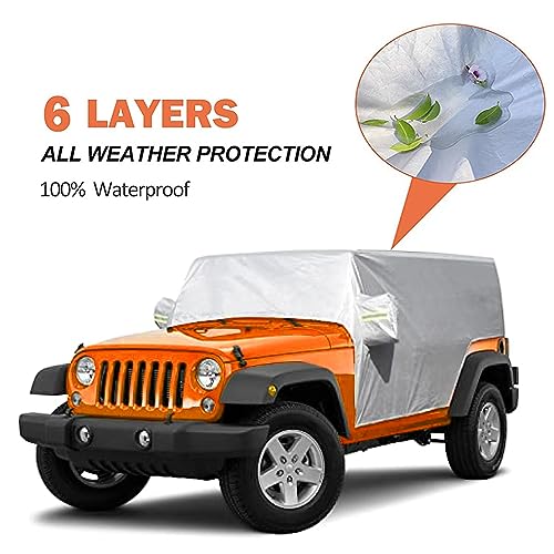 Image of 2 /4 Door Waterproof Car Half Cover Compatible with Jeep Wrangler 1987-2023 Snow Sunshade Hail UV Rain Protection Cab Cover fit for JK JKU JL JLU (2 Door)