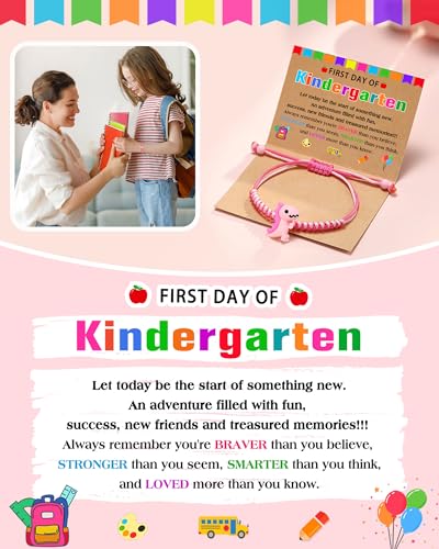 Image of Back to School Dinosaur Bracelet- First Day of School Kindergarten Preschool Gifts for Kids Boys Girls