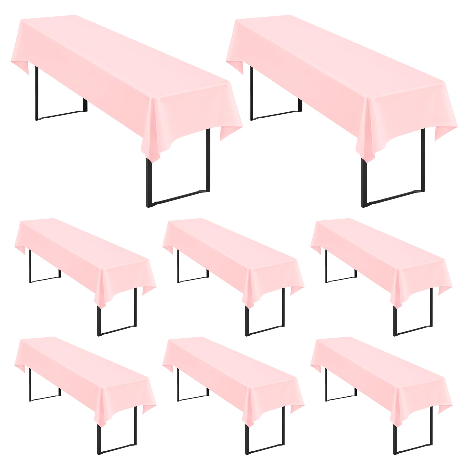 Nappes universelles pour tables de bière 50 cm et 70 cm lot de 8 pièces rose 100x250