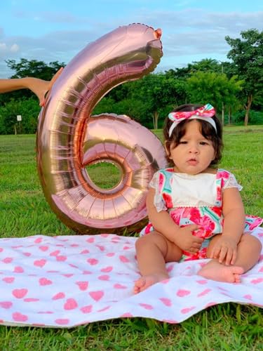 Image of 6 Balloon Numbers Birthday Decorations, 40In Rose Gold Balloons for Party | Eye-catching Appearance, Perfect Decorative Centerpieces, Convenient Self-sealing Structure, Widely for Various Occasions