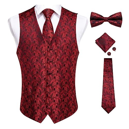 Gilet de mariage pour hommes en soie ensemble complet avec noeud papillon