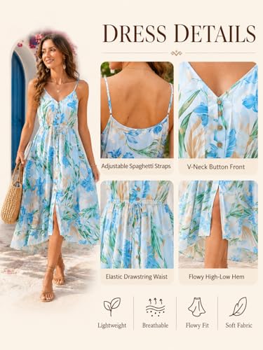 Image of BROVAVE Women's 2026 Summer Casual Boho Sundress Spaghetti Strap Midi Dress