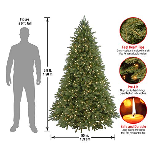 National Tree Company 6.5 ft Realistic Pre-lit Jersey Fraser Fir Christmas Tree with White Lights and Stand