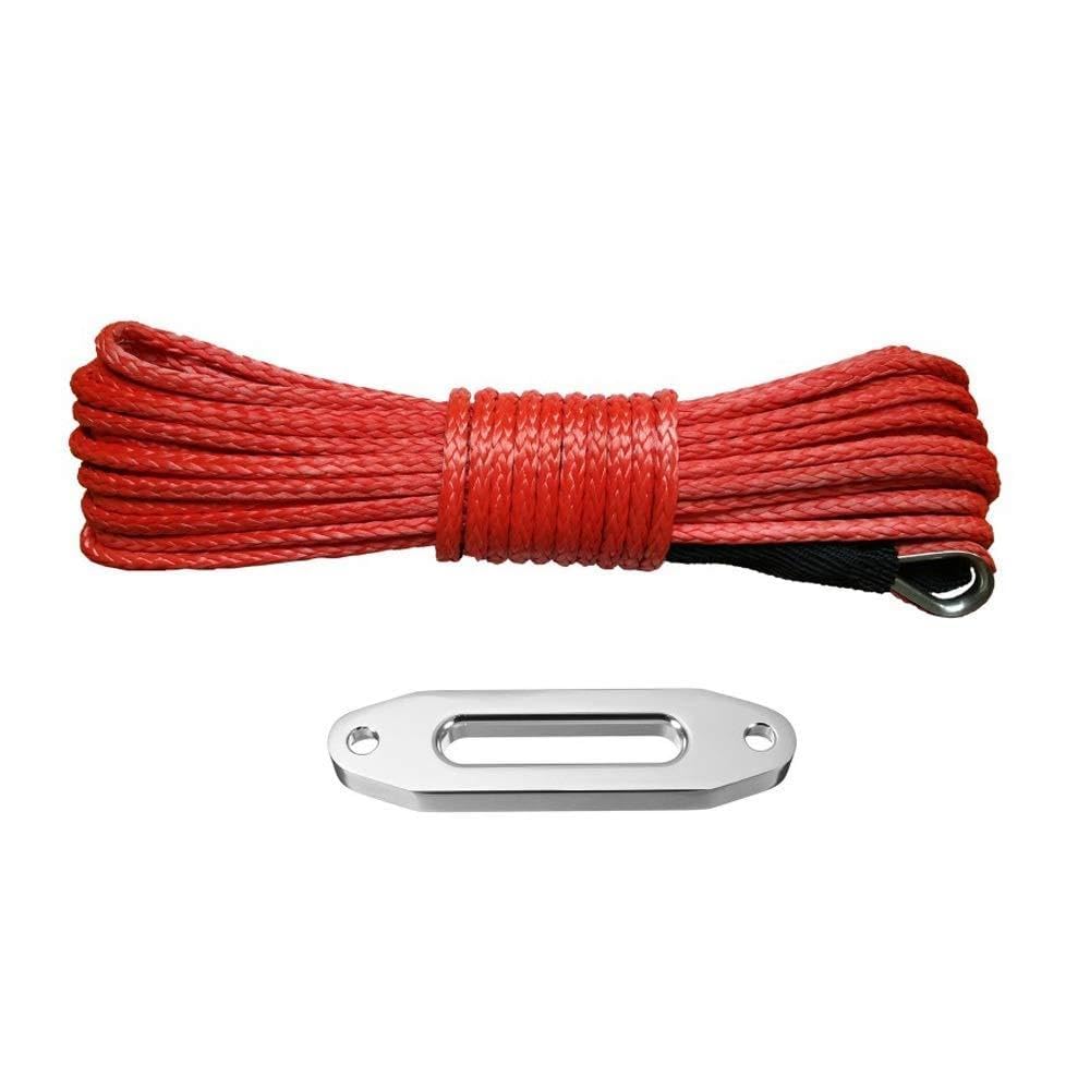 Winch Rope, Synthetic Winch Rope/Cable 6MM*12M 4000LBS Fairlead ATV UTV Offroad Recovery(Rosso)