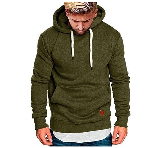 Photo de Sweat à Capuche Homme Grande Taille Automne Hiver Veste à Manches Longues Cardigan Sportswear Décontracté Couleur Unie avec Poches (Green a, L)