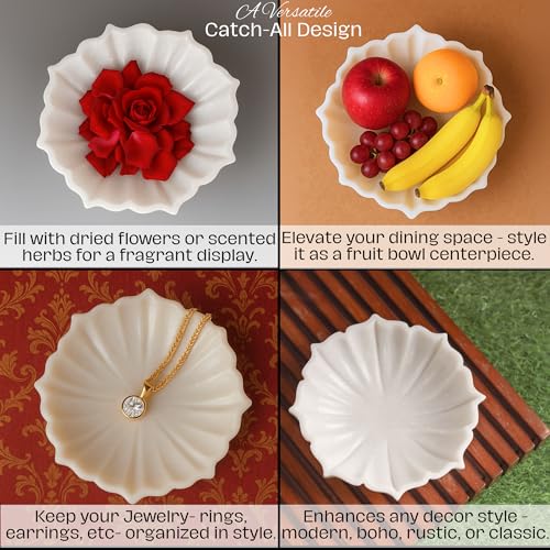 Image of SWADESHI BLESSINGS Handcrafted Marble Lotus Urli Bowl for Home Decor | Traditional Decorative Bowl for Floating Flowers, Potpourri & Festive Decor Items | Pooja Decoration | Wedding /Return Gifts, 9 inch