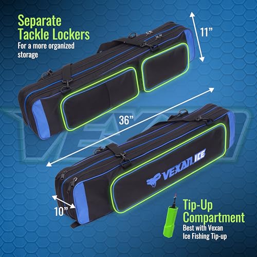 image for Vexan Ice Fishing Rod Case - Water-Resistant Ice Fishing Tackle Bag, I