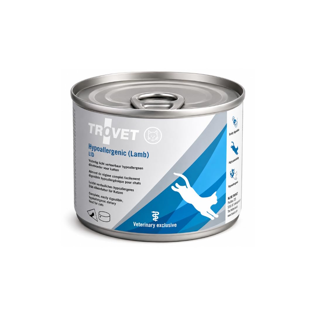 Trovet Hypoallergenic LRD | 12 x 200 g | Alimento dietetico completo per gatti | Per prevenire la formazione di cristalli di struvite ricorrenti | Per allergie e intolleranze alimentari | Agnello-riso