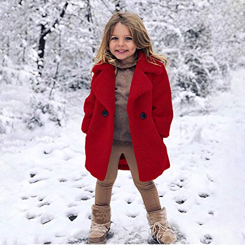 Girls Dress Coats Winter Warm Jacket Toddler Peacoat Trench Coat Long Sleeve Button Outerwear Girls Teddy Coat2