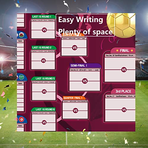 Haowin Qatar 2022 World Soccer Football Cup Game Wall Chart Poster, Soft Cloth Poster With No Crease, World Tournament Wall Chart Poster 2022 World Cup Finals, Medium #TOP4