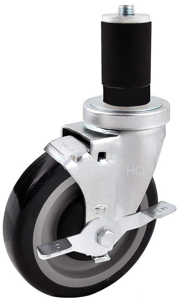 Caster for Work Tables, 5" Polyurethane Wheel - 1-1/2" Expanding Rubber Adapter - CasterHQ Brand
