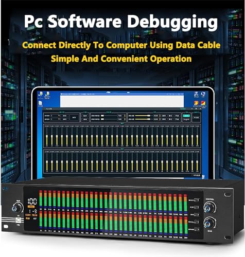 Ecualizador digital gráfico estéreo de 31 bandas, con pantalla LED, 10 efectos preestablecidos, depuración por PC, reducción automática de ruido, ajuste de graves, medios y agudos, para estudio de grabación miniatura 3