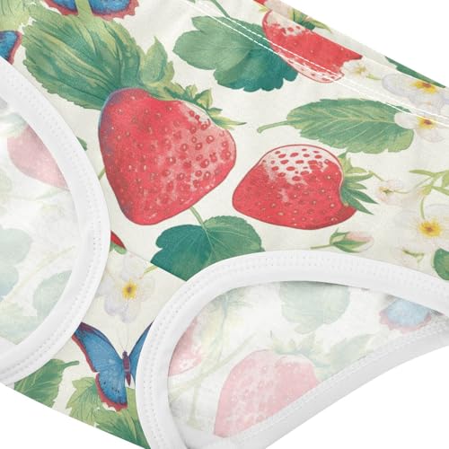 Wusikd Strawberries Leaves Girls' Underwear Cotton Butterflies Girls Briefs Soft Toddler Underwear 2T4