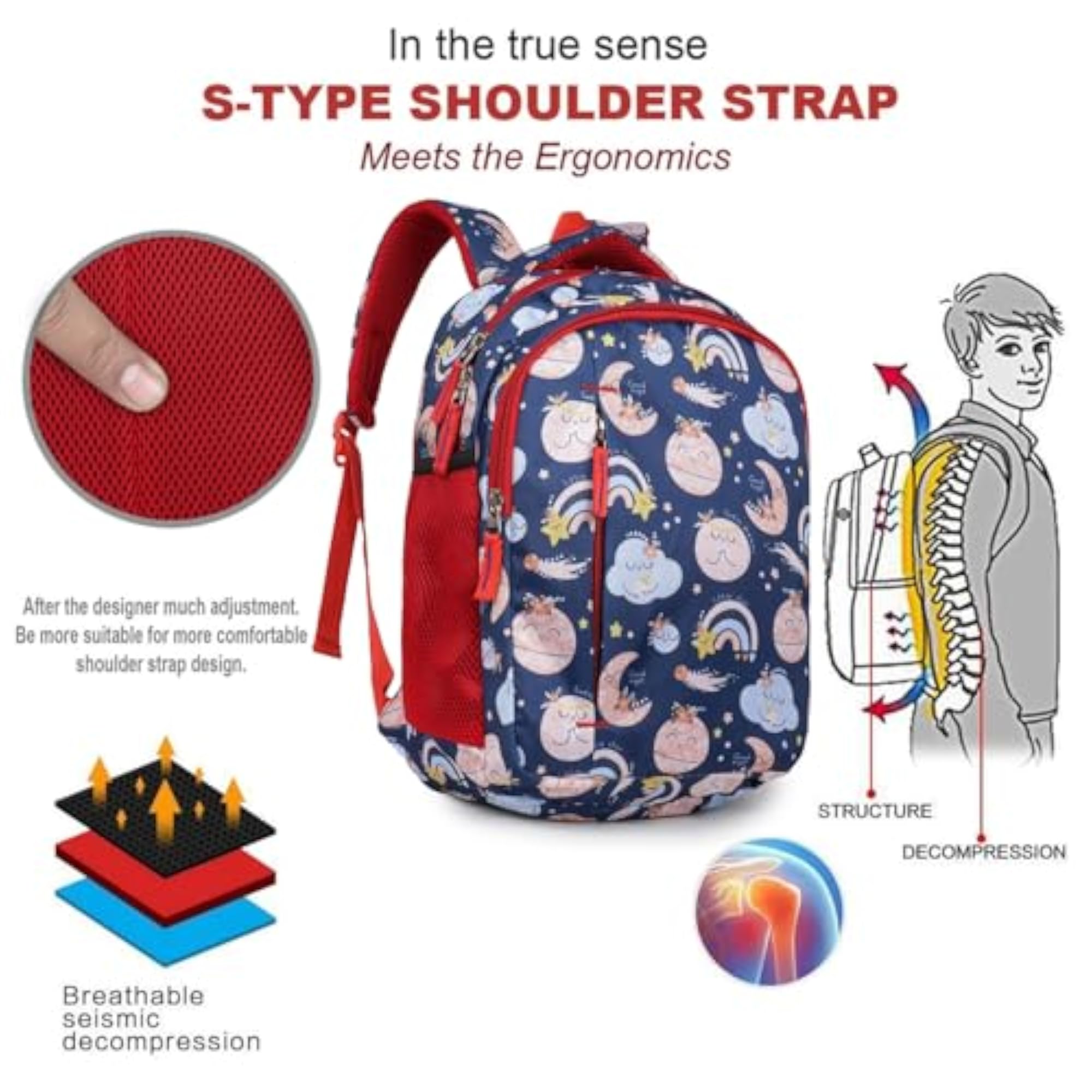 Cartoon Character Printed Backpack for Kids, 14 Inch