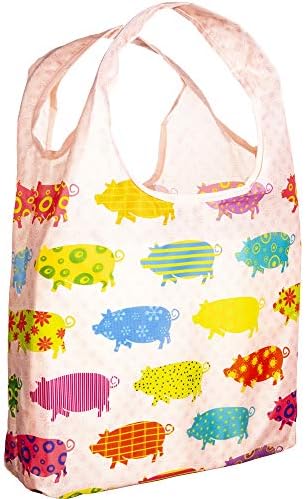 O-WITZ Reusable Shopping Bag, Ripstop, Folds into pouch, Pig