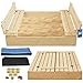 Produktbild KOTARBAU® Sandkasten mit Abdeckung Sandkasten Holz 120x120 cm imprägniert mit Sitzbänken Naturholz Holzsandkasten Sandbox mit Deckel Sandkasten mit Deckel Holz Sandkiste mit Abdeckungen