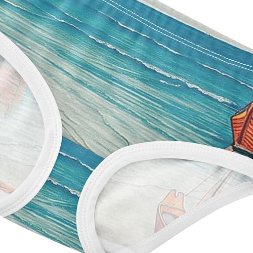 Girls Underwear Toddlers 2t Cotton Little Girl Panties Durable Kids Briefs Undies Vintage Boats Teal Beach4