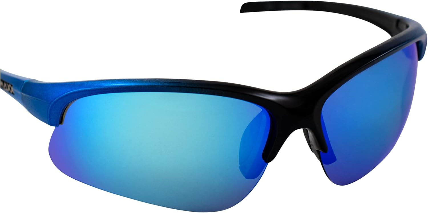 Maxx Domain Sport Golf Sunglasses Black and Blue with Polarized Blue Mirror Lens - Image 6