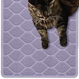 MIGHTY MONKEY Waterproof BPA Free Cat Litter Box Trapping Mat, Easy Clean Floors, Textured Backing, Soft on Sensitive Kitty Paws, Cats Accessories, Less Waste, Stays in Place, 24x17, Purple