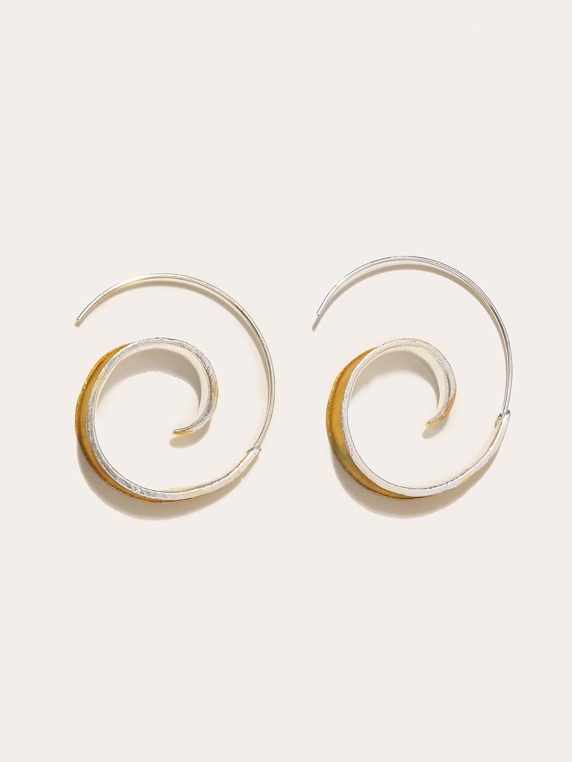 18K Gold Plated Modern Spiral Hoop Earrings – Two-Tone Gold & Silver Statement Earrings – Bold Artistic Jewelry for Women - Image 4