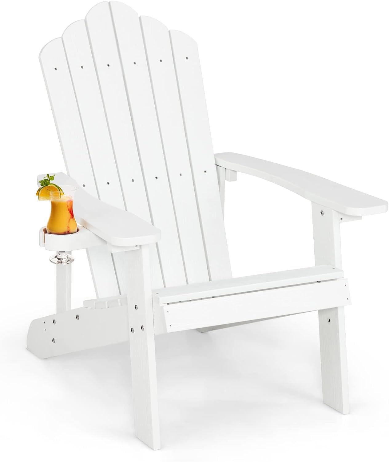 FANTASK Adirondack - Sedia da giardino resistente alle intemperie, in plastica, colore: Bianco