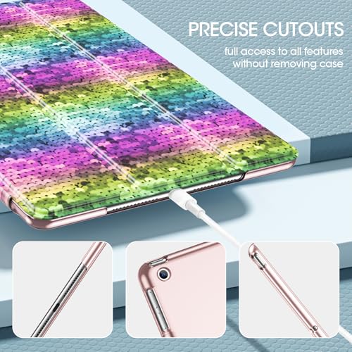Image of ProCase for iPad 9th / 8th / 7th Generation Case 10.2 Inch (2021 /2020 /2019 Release), 10.2 iPad Case 9th / 8th / 7th Gen Cover, Slim Smart Cover with Translucent Hard Shell Back -Sequins