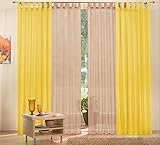 Gardinen Set, 2 x Schlaufenschal Voile, transparent, 245x140, Gelb, 2 x Schlaufenschal Voile, transparent, 245x140, Sand, 6100061000