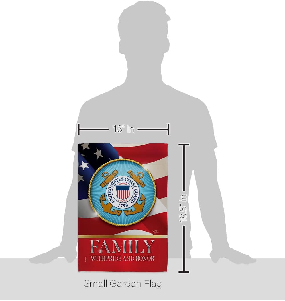 US Coast Guard Family Honor Garden Flag - Armed Forces USCG Semper Paratus United State American Military Veteran Retire Official - House Banner Small Yard Gift Double-Sided Made in USA 13 X 18.5