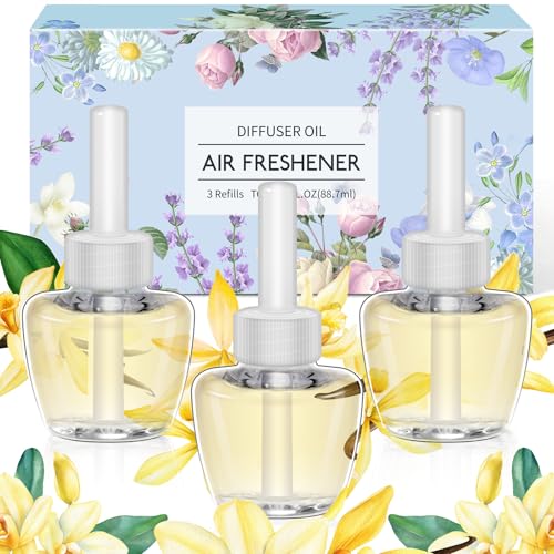 LA BELLEFÉE Ambientador Eléctrico Recambios Vainilla, Compatible con Aparato Air Wick y Glade, Ambientadores de Hogar, Adecuado para Habitación, Baños, 3 x 19 ML