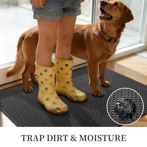YIHOUSE Indoor Door Mat 20" x 32", Non-Slip Washable Entryway Mat, Dirt Trapper Absorbent Entrance Mat, Low Profile Floor Mat for Front/Back Door, Entryway, Dark Gray ﻿ by YIHOUSE - Used condition - Image 3