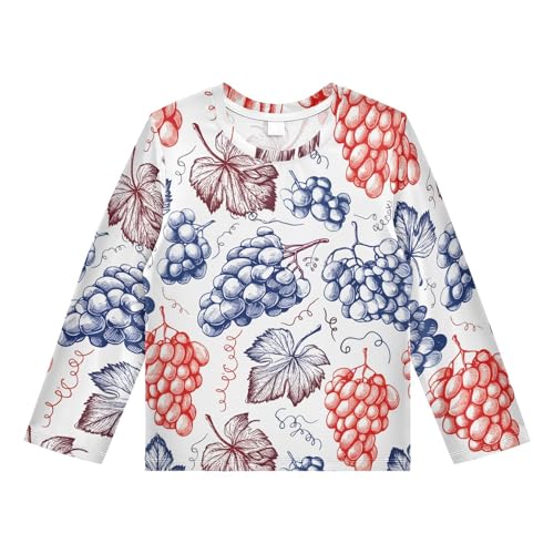 Grapes Sketch White Boy's Rash Guard Swim Shirt Long Sleeve Sun Shirt for Kids Toddlers UPF50+