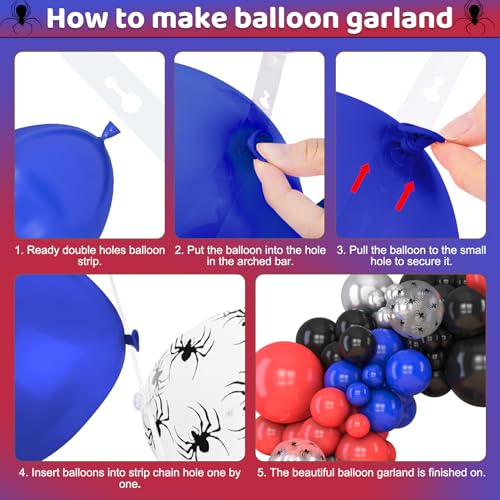 Image of Amandir 153pcs Black Red Blue Balloon Arch Garland Kit Different Sizes